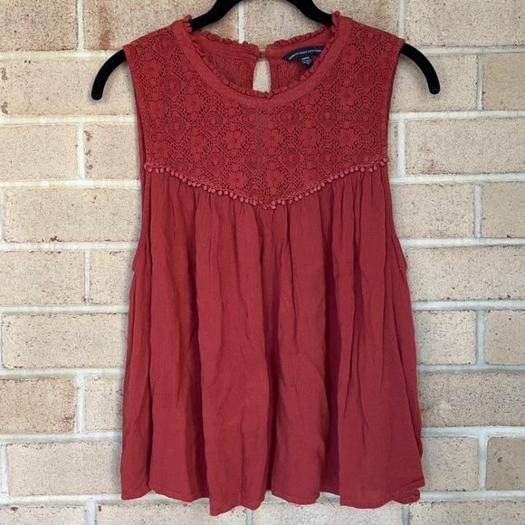 AEO Rust Babydoll Sleeveless Blouse - Picture 1 of 8